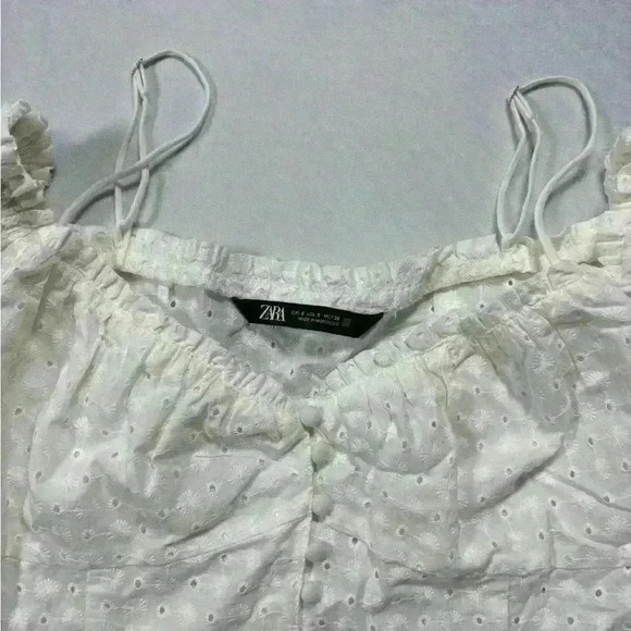 Zara Embroidered Eyelet Crop Top Small (Medium) coquette girl cottagecore whimsy - Picture 7 of 9